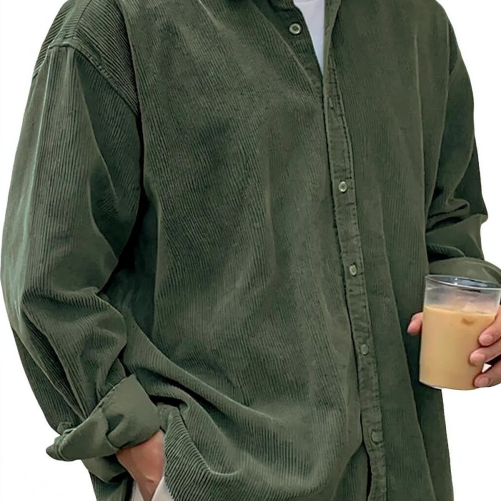 Mens Corduroy Shirts Long Slee - Corduroy Button Up Shirt Men recension och pris