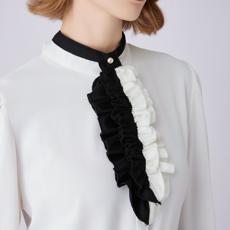 Black White Ruffled Collar Dec - Shirts recension och pris