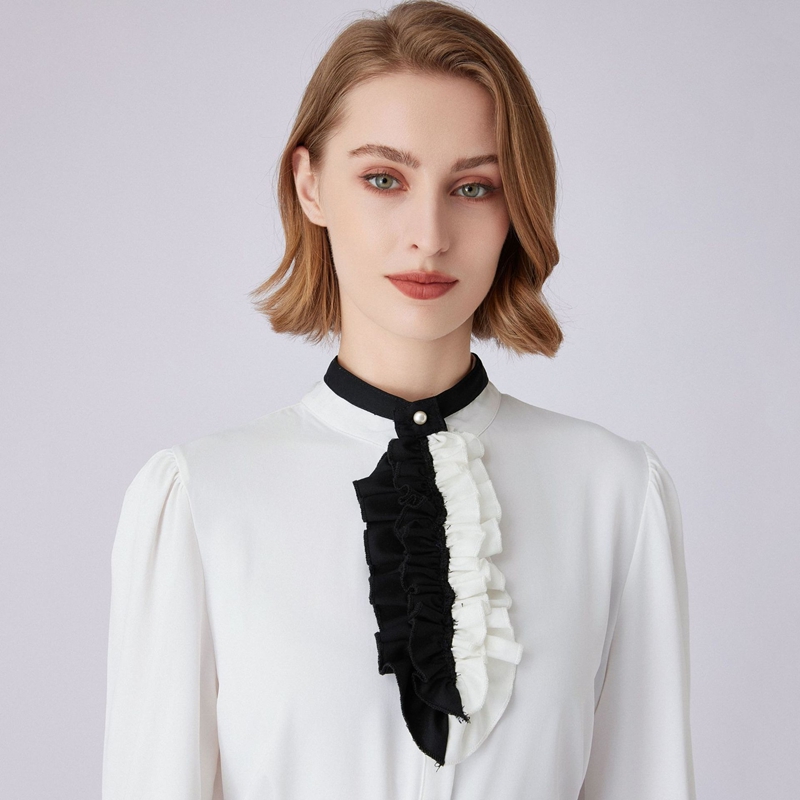 Black White Ruffled Collar Dec - Shirts recension och pris
