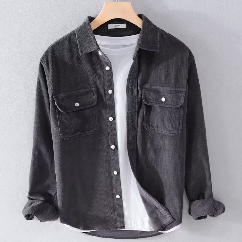 Men's Corduroy Shirt Solid Col - Corduroy Button Up Shirt Men recension och pris